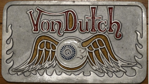 tan von dutch car plaque